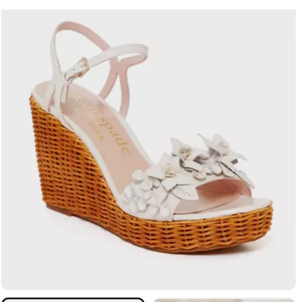 Kate Spade Fiori Wicker Womens Patent Leather Embellished Wedge Sandals
